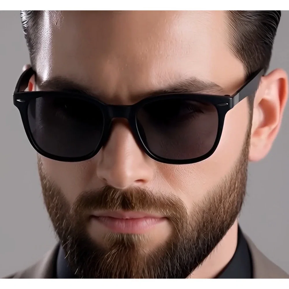 Mens Black 80's 90's Sunglasses Polarized UV Protection Square Frame Eyewear New